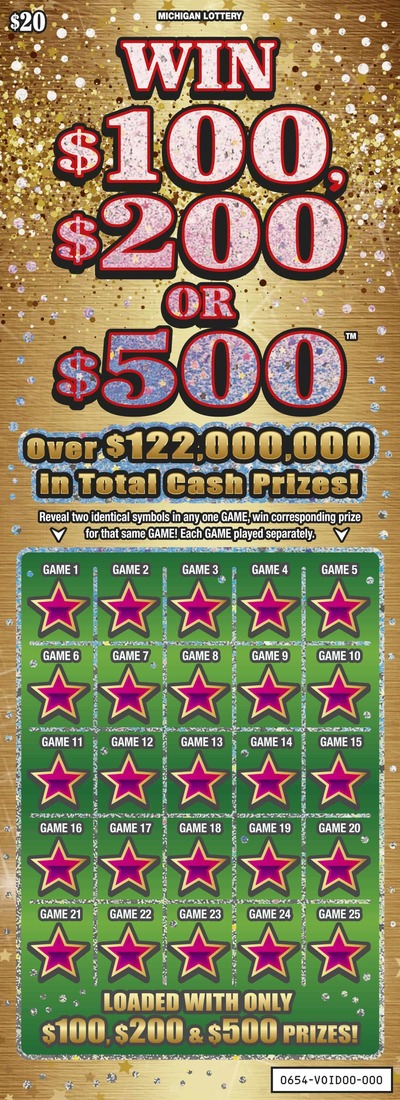 MI Lottery - Win $100, $200 or $500 (#0654) - scratch off odds