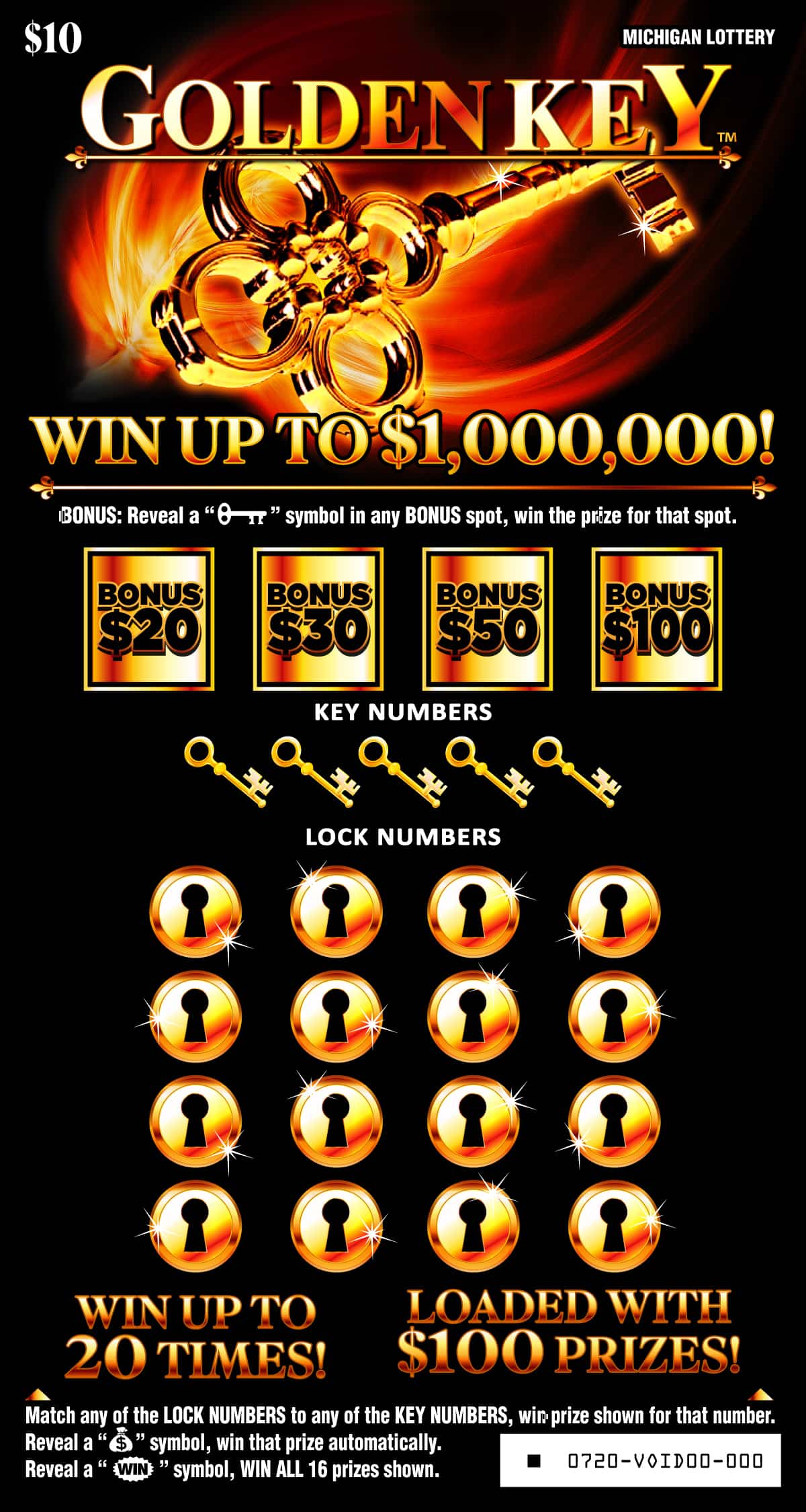 MI Lottery - Golden Key (#0720) - scratch off odds