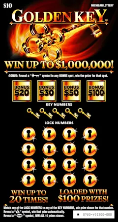 Golden Key $10 scratch-off ticket
