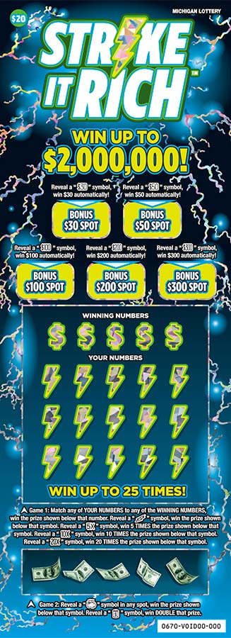 MI Lottery - Strike It Rich (#0670) - scratch off odds