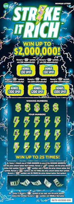 Strike It Rich $20 scratch-off ticket
