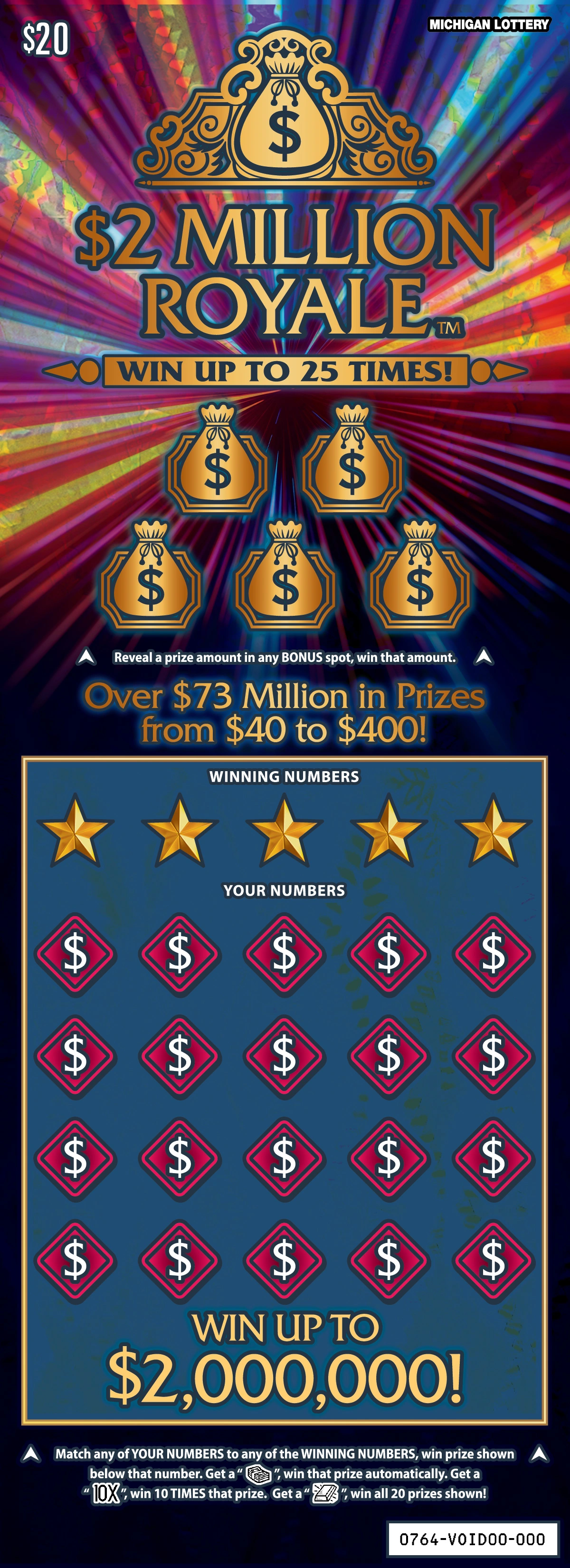 MI Lottery - $2 Million Royale (#0764) - scratch off odds