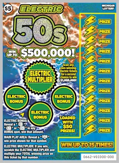 Electric 50s $5 scratch-off ticket