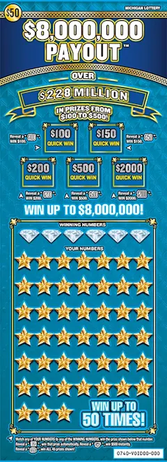$8,000,000 Payout $50 scratch-off ticket