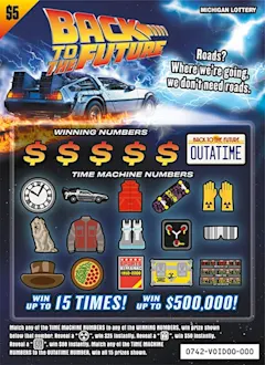 Back To The Future $5 scratch-off ticket