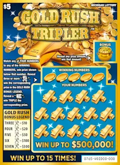 Gold Rush Tripler $5 scratch-off ticket