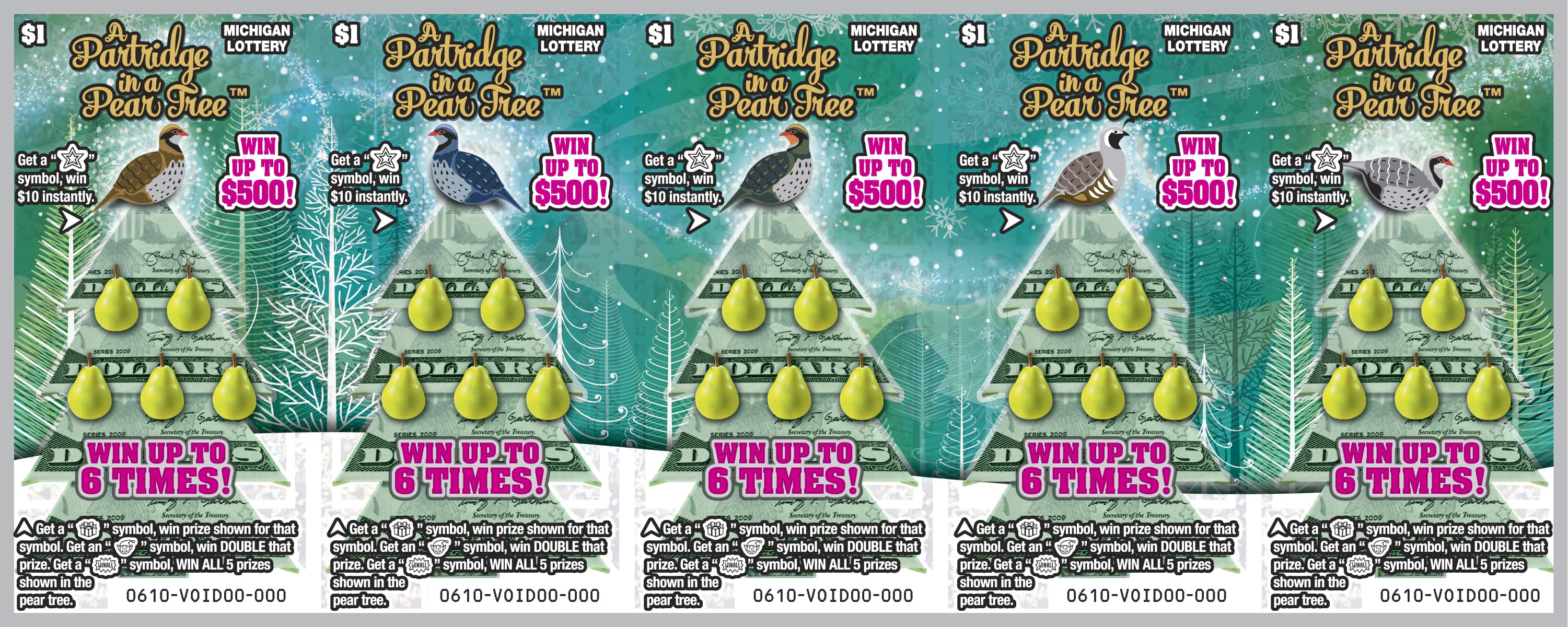 MI Lottery - A Partridge in a Pear Tree (#0610) - scratch off odds