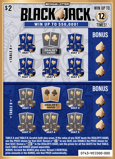 MI Lottery - BLACKJACK (#0743) - scratch off odds