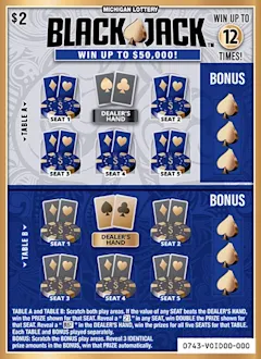 BLACKJACK $2 scratch-off ticket
