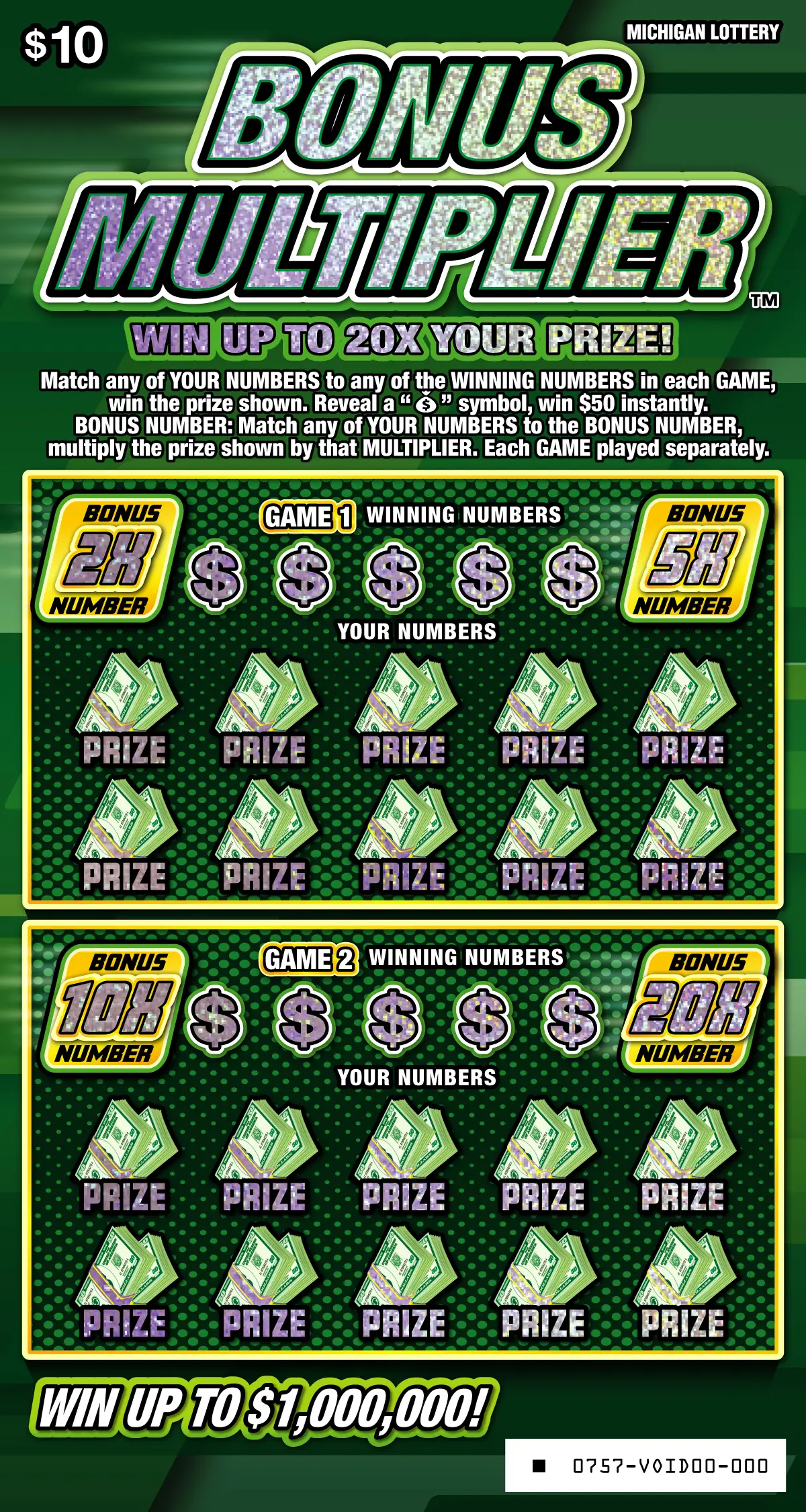 MI Lottery - Bonus Multiplier (#0757) - scratch off odds