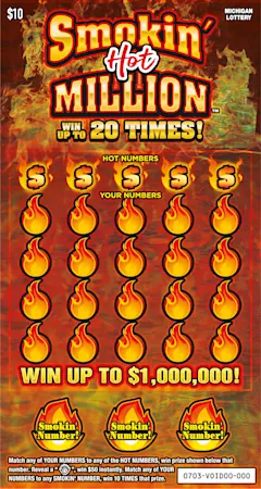 Smokin' Hot Million $10 scratch-off ticket