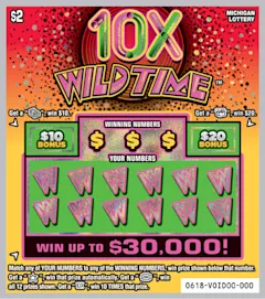 10X Wild Time $2 scratch-off ticket