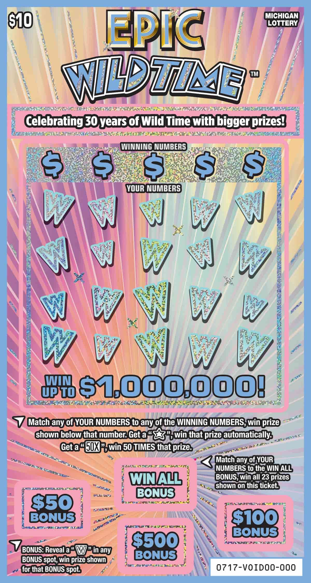 MI Lottery - Epic Wild Time (#0717) - scratch off odds