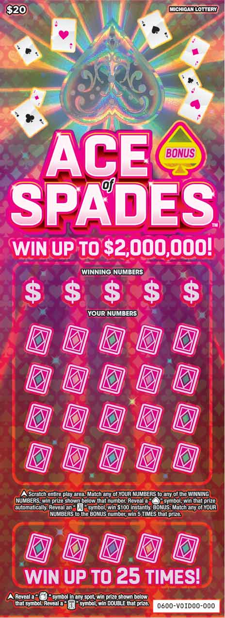 MI Lottery - Ace of Spades (#0600) - scratch off odds