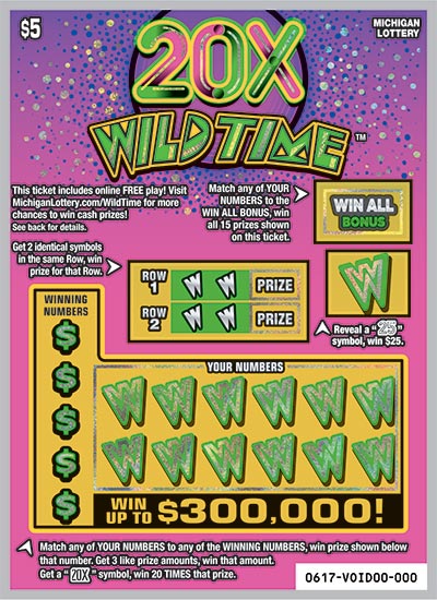 MI Lottery - 20X Wild Time (#0617) - scratch off odds