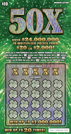 50X $10 scratch-off ticket