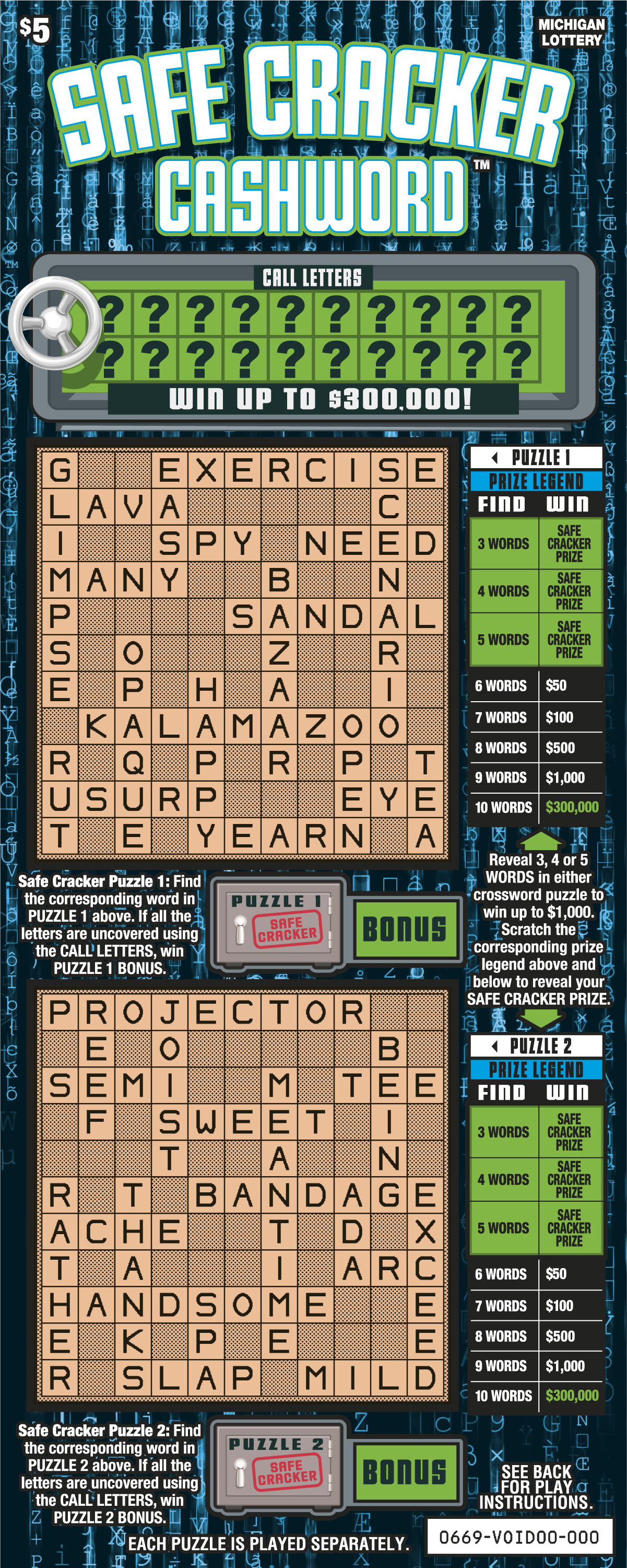 MI Lottery - Safe Cracker Cashword (#0669) - scratch off odds