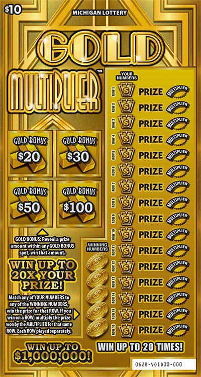 MI Lottery - Gold Multiplier (#0628) - scratch off odds