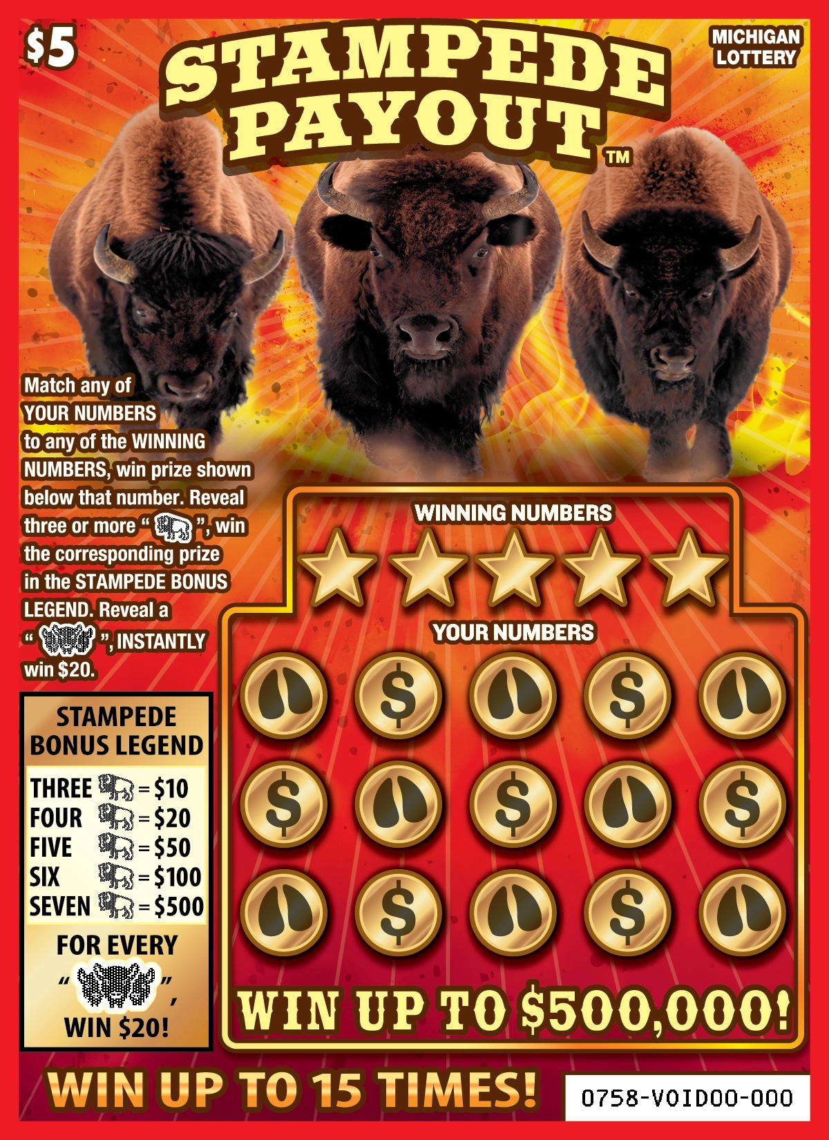 MI Lottery - Stampede Payout (#0758) - scratch off odds