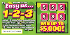 Easy as...1-2-3 $1 scratch-off ticket