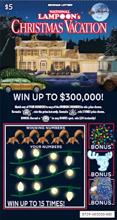 NATIONAL LAMPOON'S CHRISTMAS VACATION $5 scratch-off ticket
