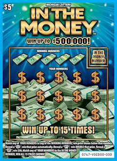 In The Money $5 scratch-off ticket