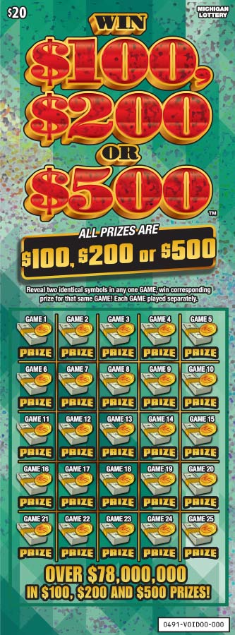 MI Lottery - Win $100, $200 or $500 (#0491) - scratch off odds