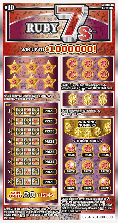 MI Lottery - Ruby 7s (#0754) - scratch off odds