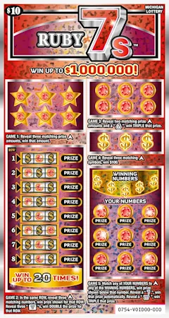 Ruby 7s $10 scratch-off ticket