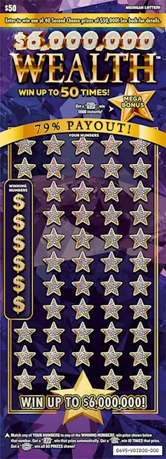 $6,000,000 WEALTH $50 scratch-off ticket