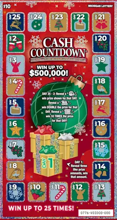 Cash Countdown $10 scratch-off ticket
