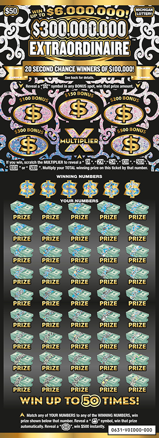 MI Lottery - $300,000,000 Extraordinaire (#0631) - scratch off odds