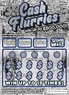 Cash Flurries $5 scratch-off ticket