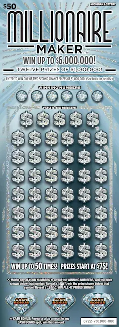 Millionaire Maker $50 scratch-off ticket