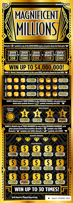 Magnificent Millions $30 scratch-off ticket
