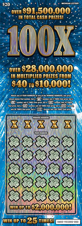 MI Lottery - 100X (#0683) - scratch off odds