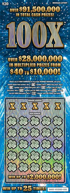 100X $20 scratch-off ticket