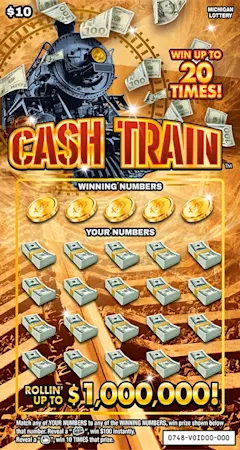 Cash Train $10 scratch-off ticket