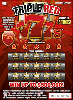 Triple Red 777s $5 scratch-off ticket