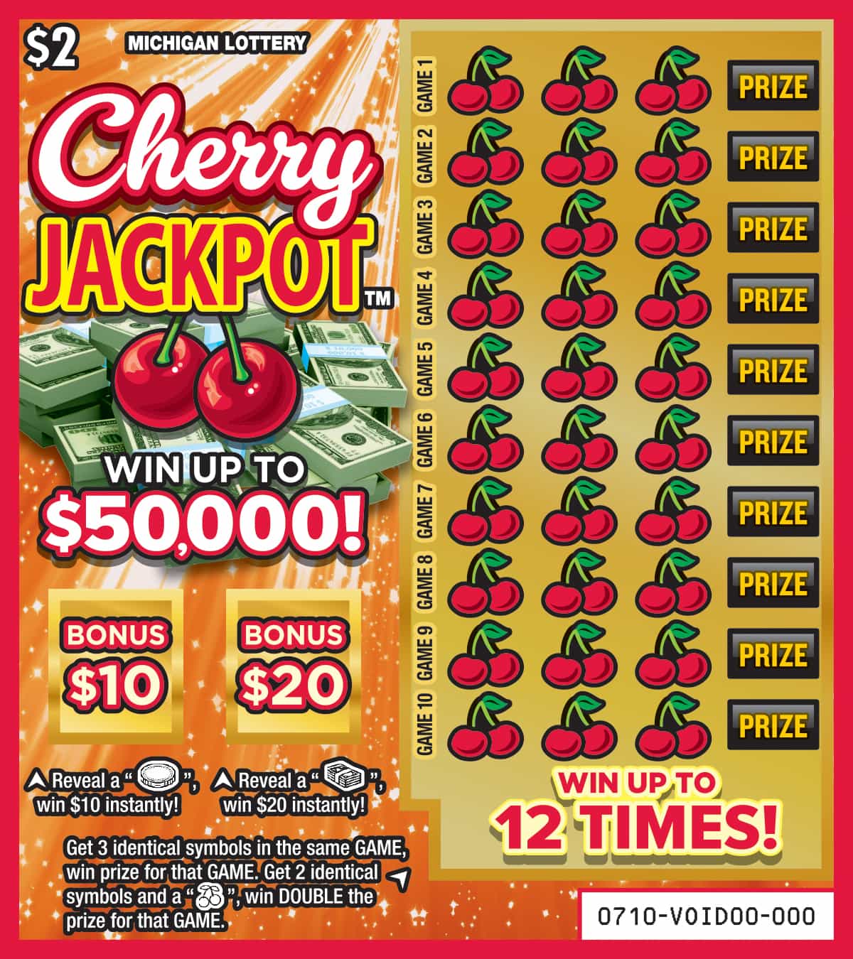 MI Lottery - Cherry Jackpot (#0710) - scratch off odds