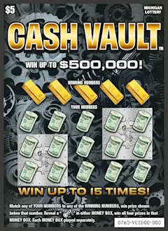 Cash Vault $5 scratch-off ticket