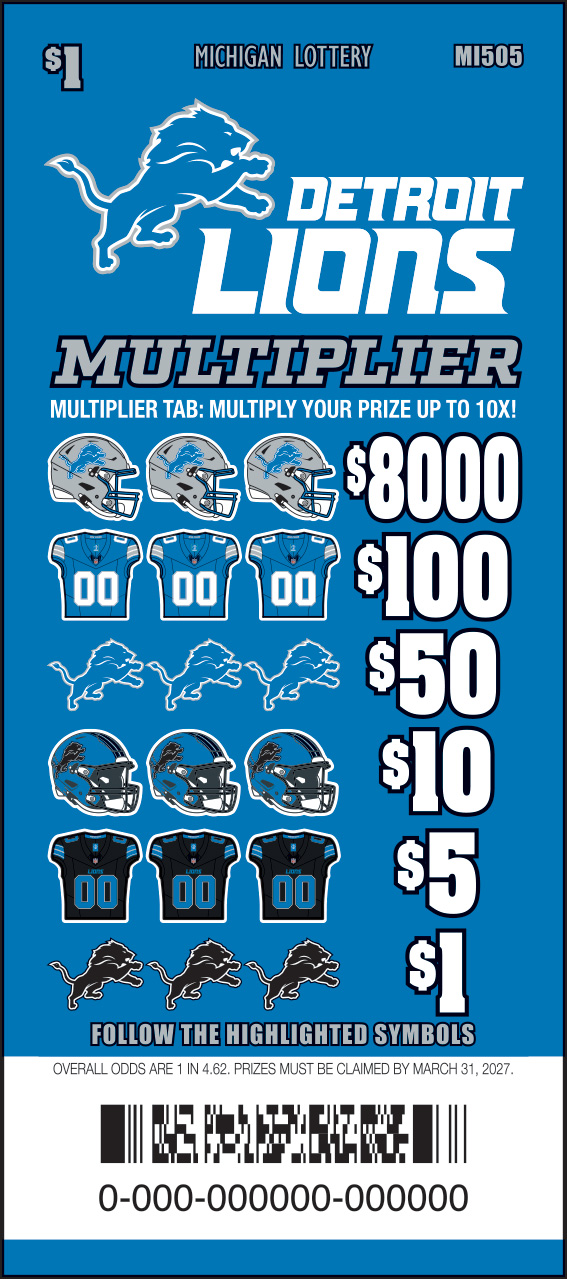 DETROIT LIONS MULTIPLIER $1 ticket