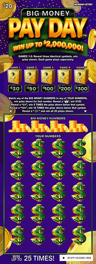 MI Lottery - Big Money Pay Day (#0759) - scratch off odds