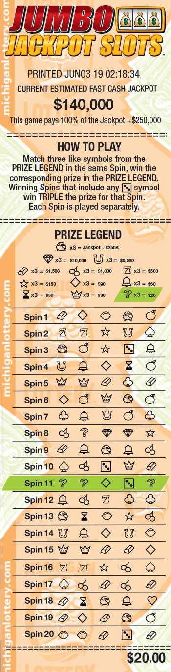 Jumbo Jackpot Slots - Fast Cash Game | Michigan Lottery