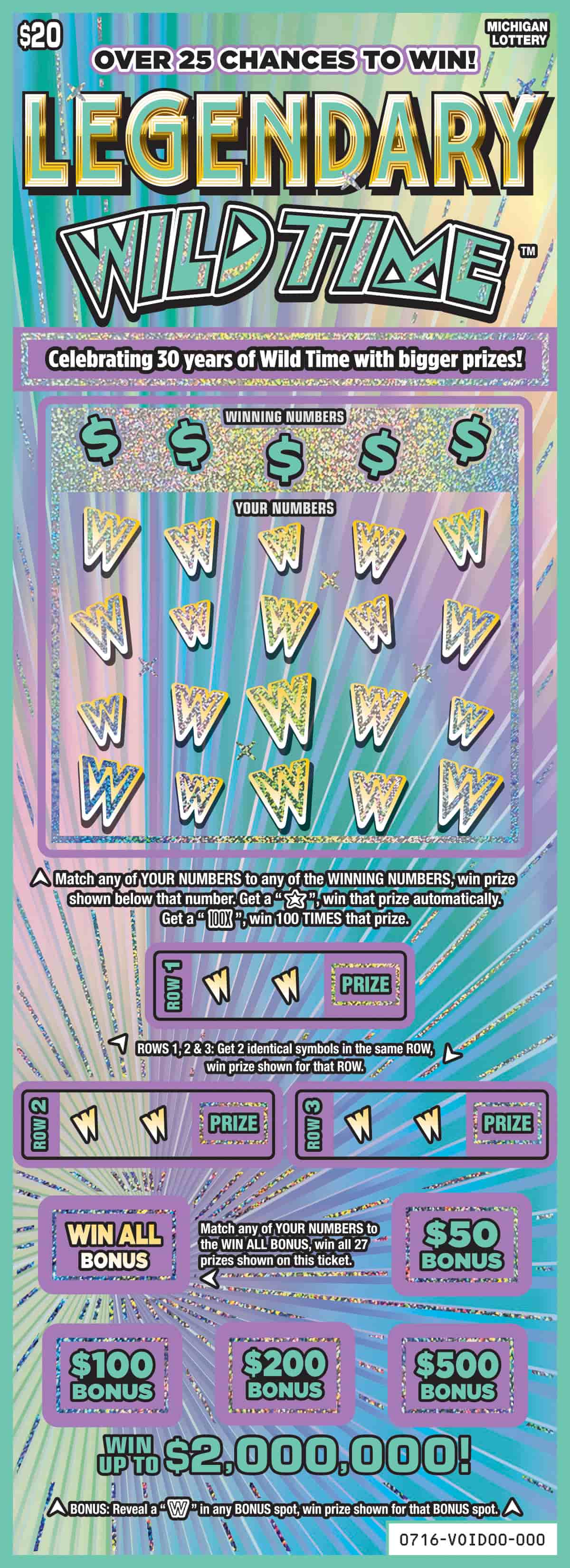 MI Lottery - Legendary Wild Time (#0716) - scratch off odds