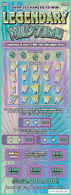 Legendary Wild Time $20 scratch-off ticket