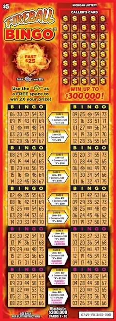 Fireball Bingo $5 scratch-off ticket