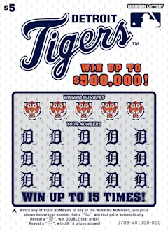 Detroit Tigers $5 scratch-off ticket