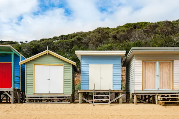 Colourful beach huts