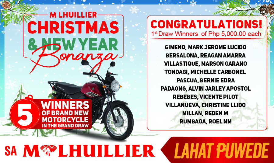 M LHUILLIER CHRISTMAS & NEW YEAR BONANZA - 1st Draw Winners Website
